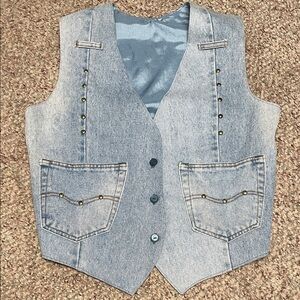 Vintage Denim Vest with gold studded Accents